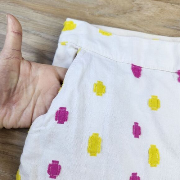 🔹️Anthropologie Cream w/Pink & Yellow Dot Wide Leg Cropped Pants Size 10 - Picture 8 of 15